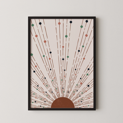 Boheme Sun, Mid Century Modern, Wall Painting