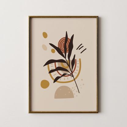 Bohemien Leaves II, Mid Century, Modern Wall Painting