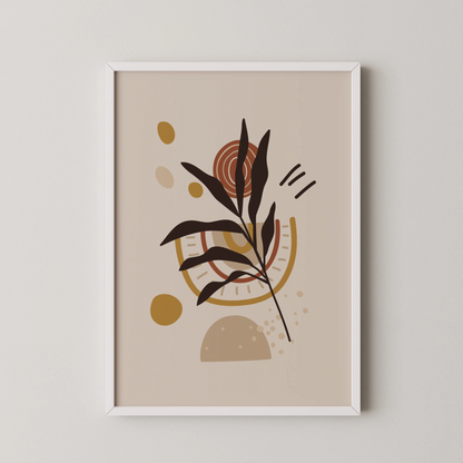 Bohemien Leaves II, Mid Century, Modern Wall Painting