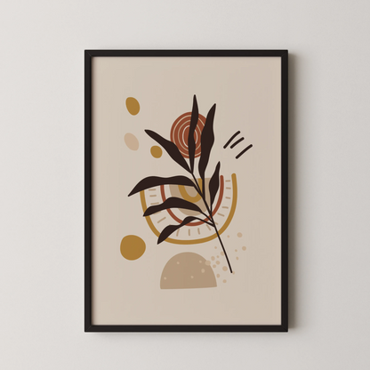 Bohemien Leaves II, Mid Century, Modern Wall Painting