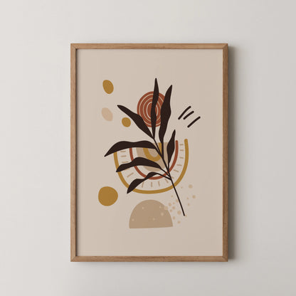 Bohemien Leaves II, Mid Century, Modern Wall Painting