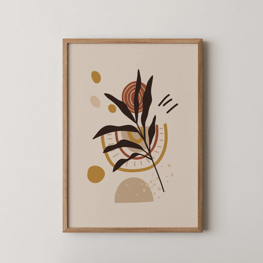 Bohemien Leaves II, Mid Century, Modern Wall Painting