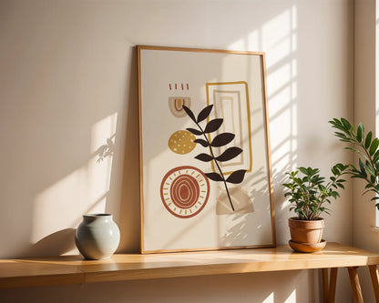 Bohemien Leaves I, Mid Century, Modern Wall Painting
