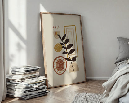 Bohemien Leaves I, Mid Century, Modern Wall Painting