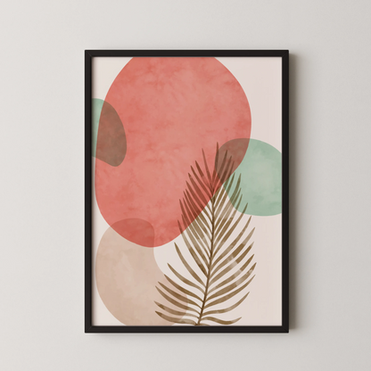 Bohemien Leaves I, Watercolor, Modern Wall Painting