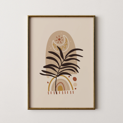 Bohemien Leaves, Mid Century, Modern Wall Painting