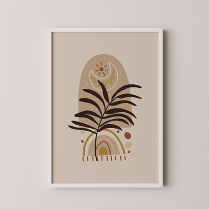Bohemien Leaves, Mid Century, Modern Wall Painting