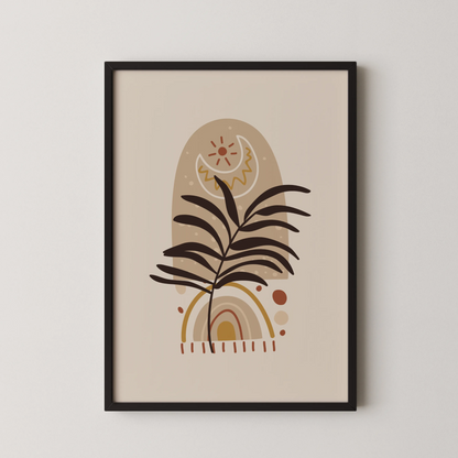 Bohemien Leaves, Mid Century, Modern Wall Painting