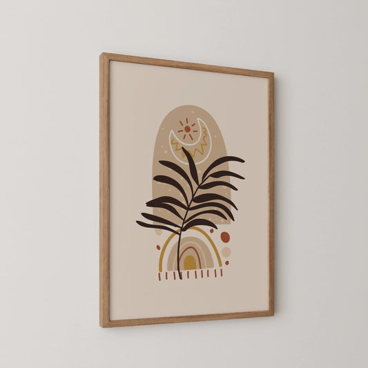 Bohemien Leaves, Mid Century, Modern Wall Painting