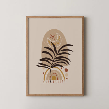 Bohemien Leaves, Mid Century, Modern Wall Painting