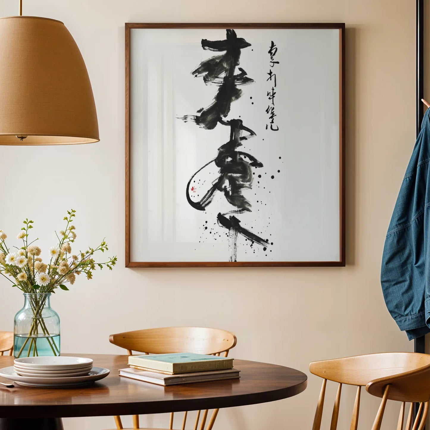 Boho Abstract I, Black & White Mid Century Modern, Boho Art Painting
