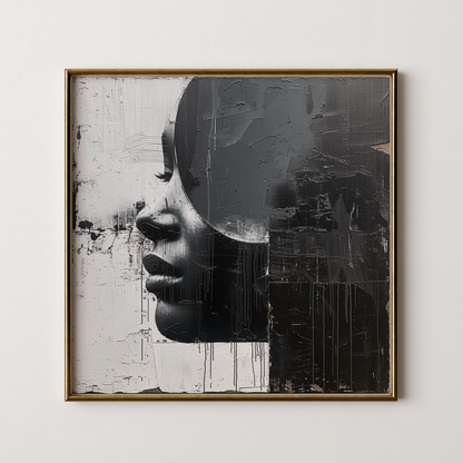 Boho Feminine III, Black & White Mid Century Modern, Boho Art Painting