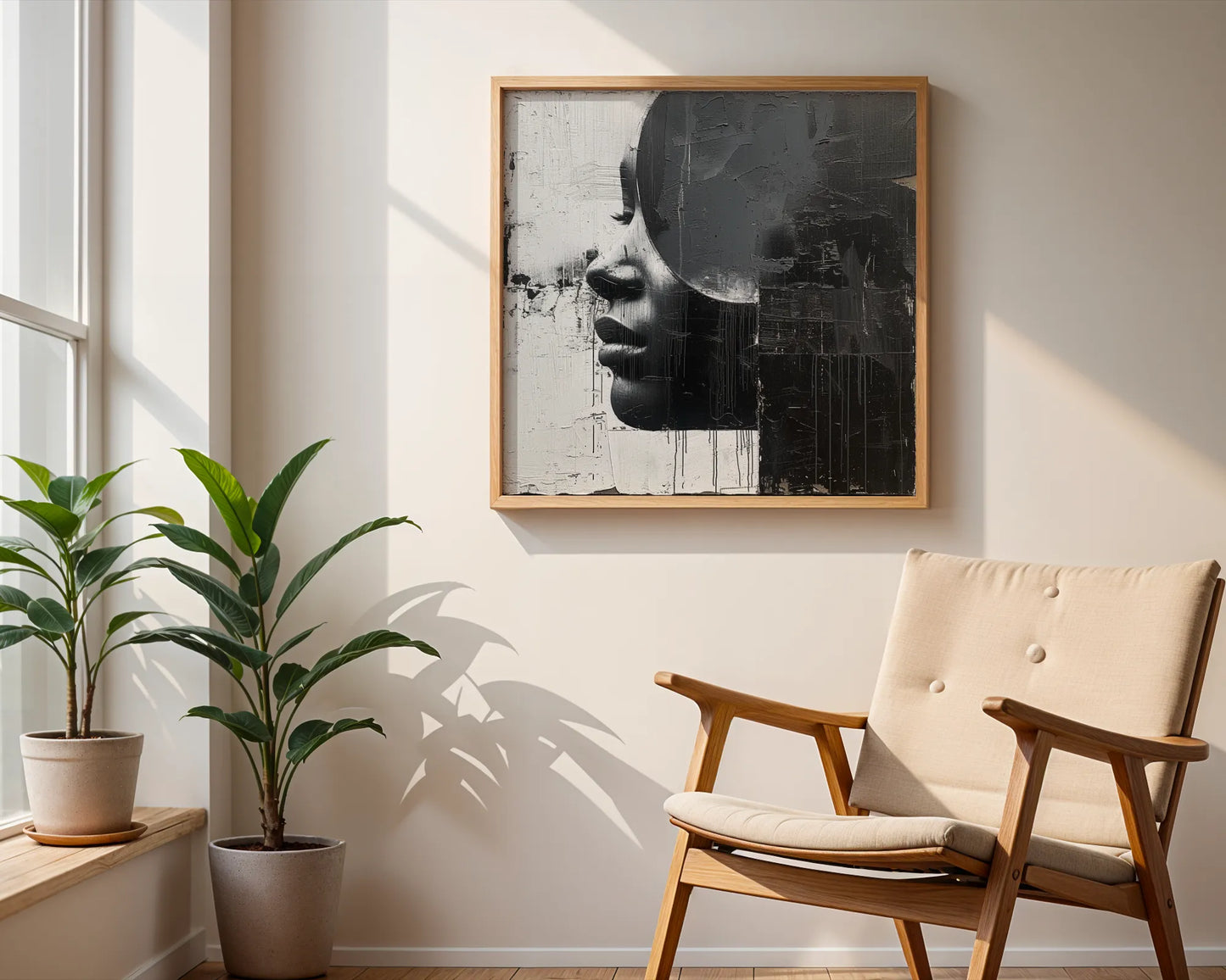 Boho Feminine III, Black & White Mid Century Modern, Boho Art Painting