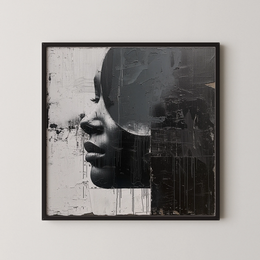 Boho Feminine III, Black & White Mid Century Modern, Boho Art Painting