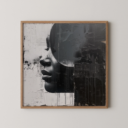 Boho Feminine III, Black & White Mid Century Modern, Boho Art Painting
