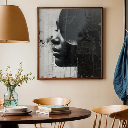 Boho Feminine III, Black & White Mid Century Modern, Boho Art Painting