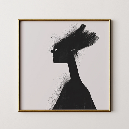 Boho Feminine I, Black & White Mid Century Modern, Boho Art Painting