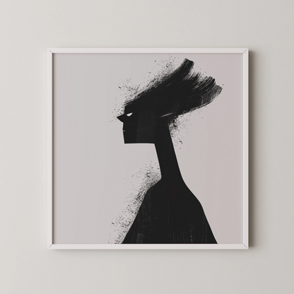 Boho Feminine I, Black & White Mid Century Modern, Boho Art Painting