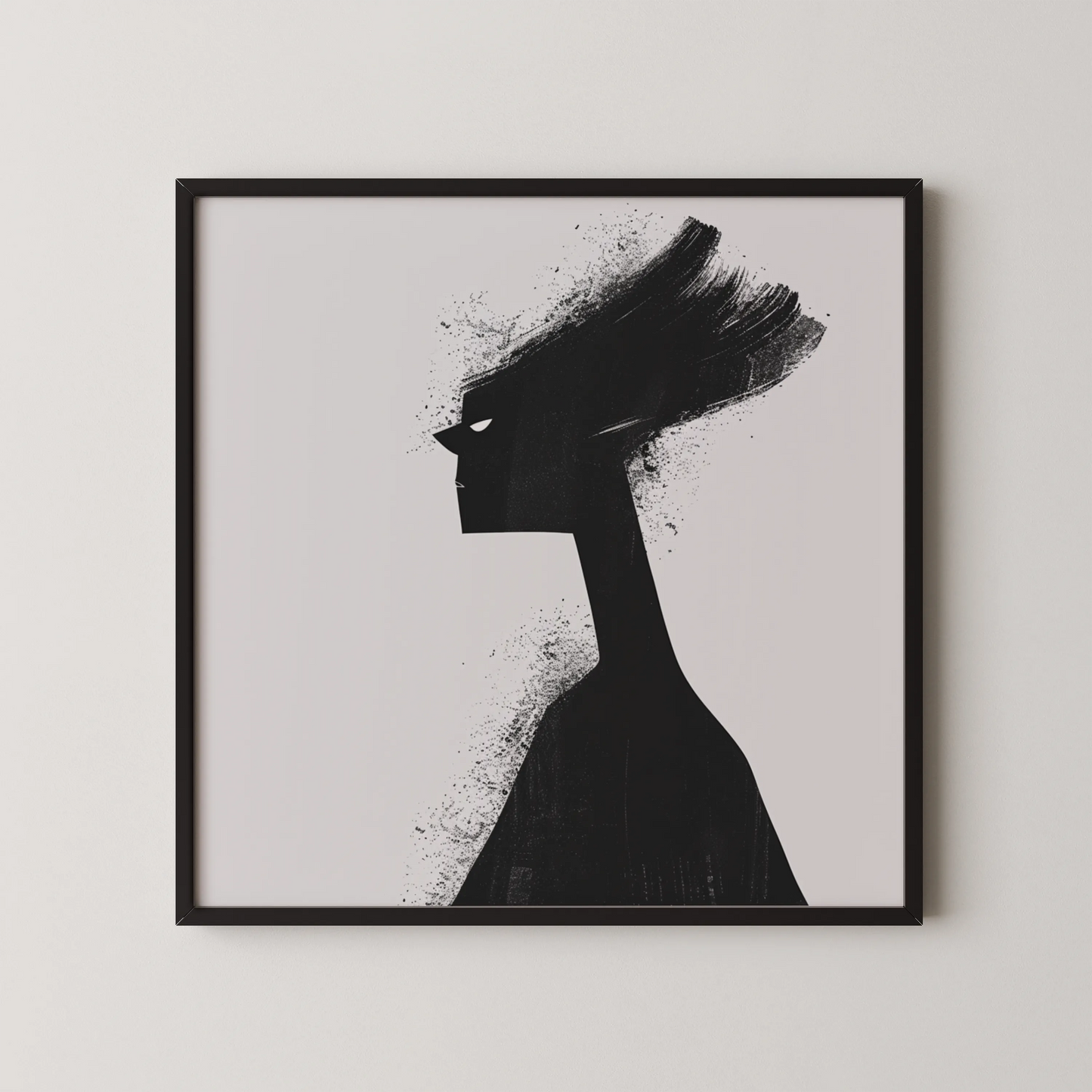 Boho Feminine I, Black & White Mid Century Modern, Boho Art Painting