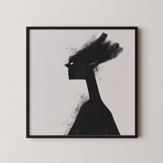 Boho Feminine I, Black & White Mid Century Modern, Boho Art Painting