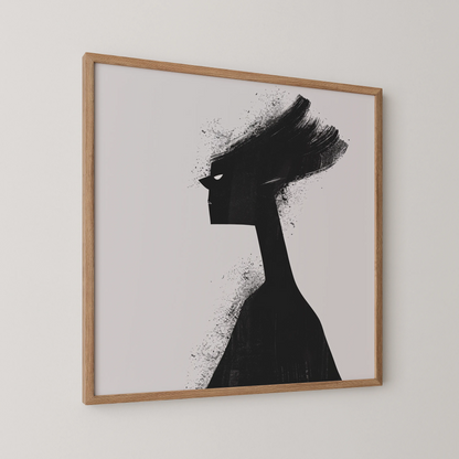 Boho Feminine I, Black & White Mid Century Modern, Boho Art Painting