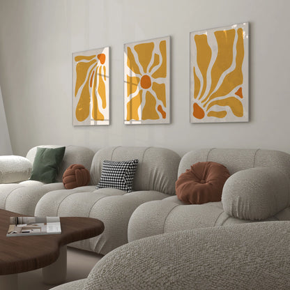 Boho Flower, Set of 3, Modern Wall Art, Mid Century Modern