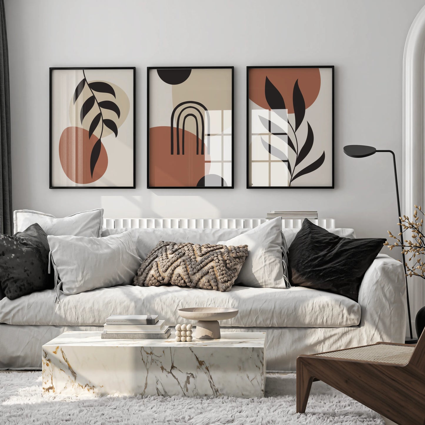 Boho Leaves III, Set of 3, Modern Wall Art, Mid Century Modern