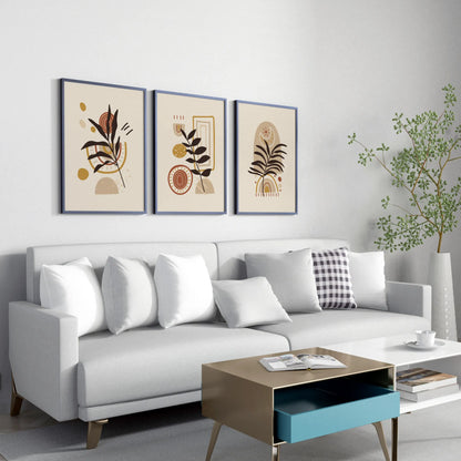 Boho Leaves VI, Set of 3, Modern Wall Art, Mid Century Vibe