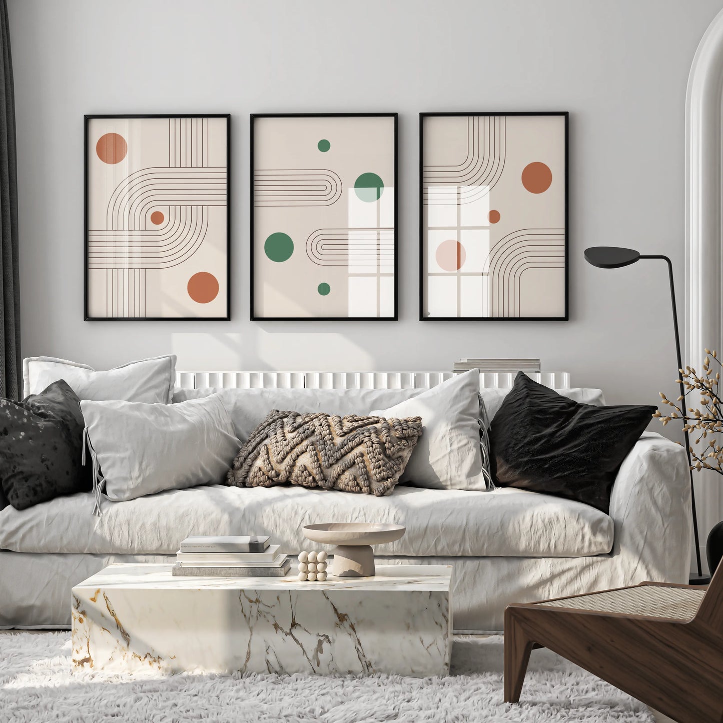 Boho Lines III, Set of 3, Modern Wall Art, Mid Century Modern