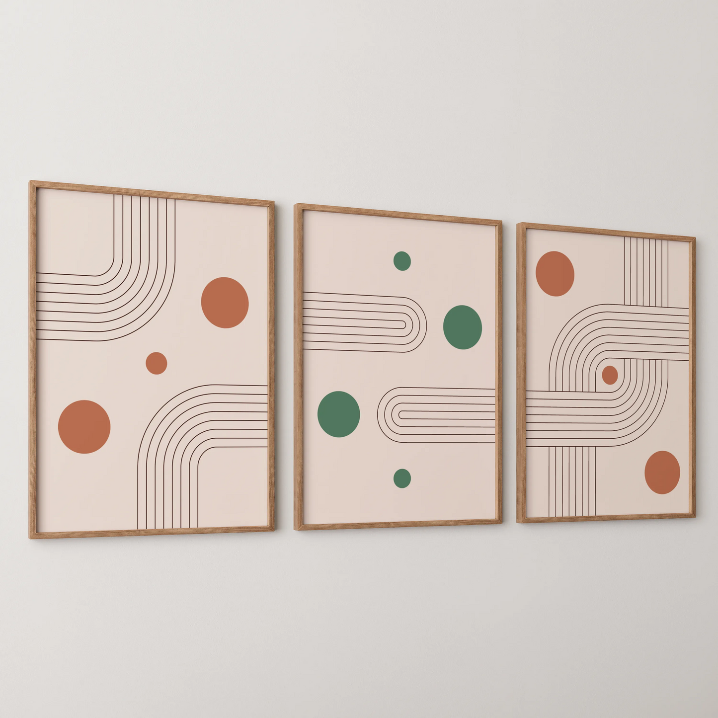 Boho Lines III, Set of 3, Modern Wall Art, Mid Century Modern