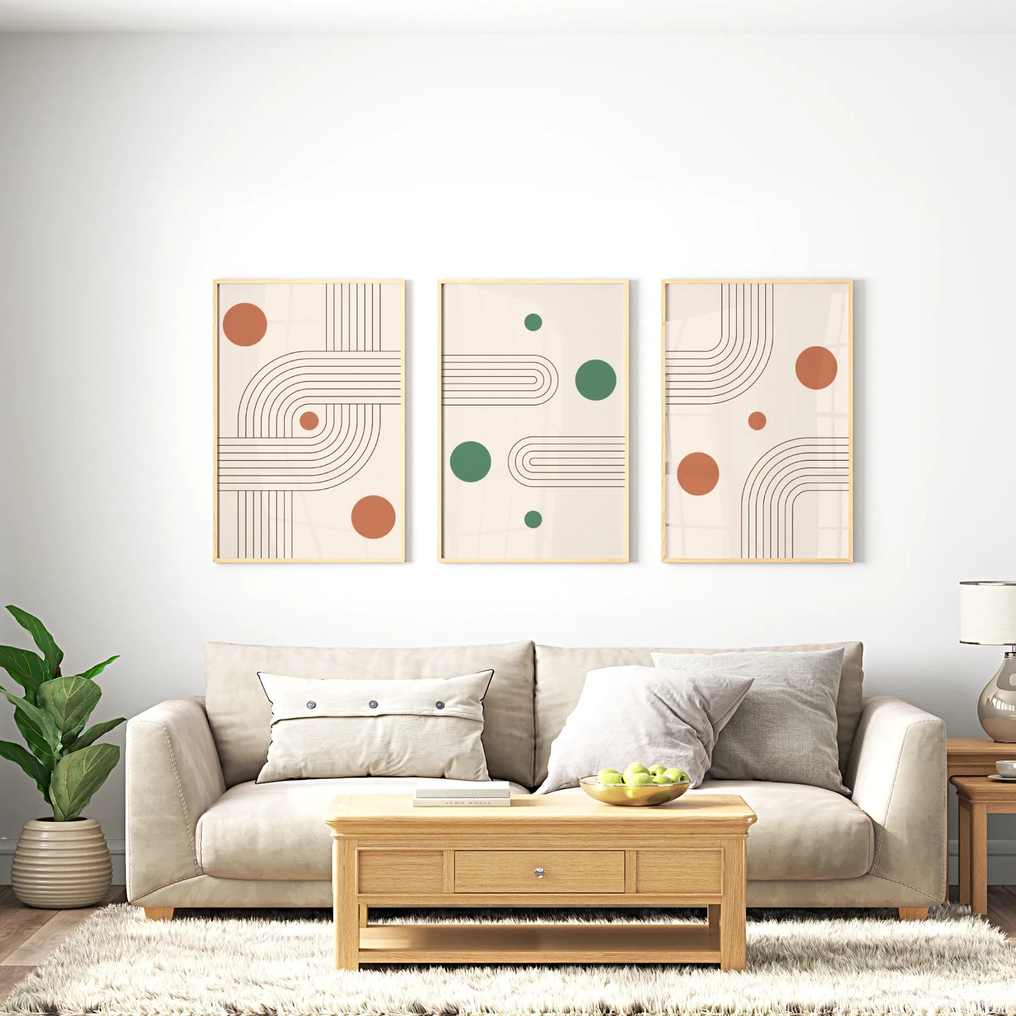 Boho Lines III, Set of 3, Modern Wall Art, Mid Century Modern