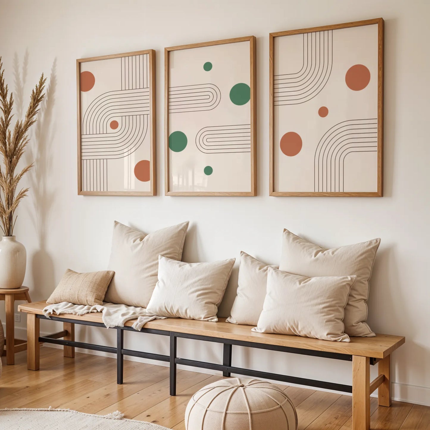 Boho Lines III, Set of 3, Modern Wall Art, Mid Century Modern