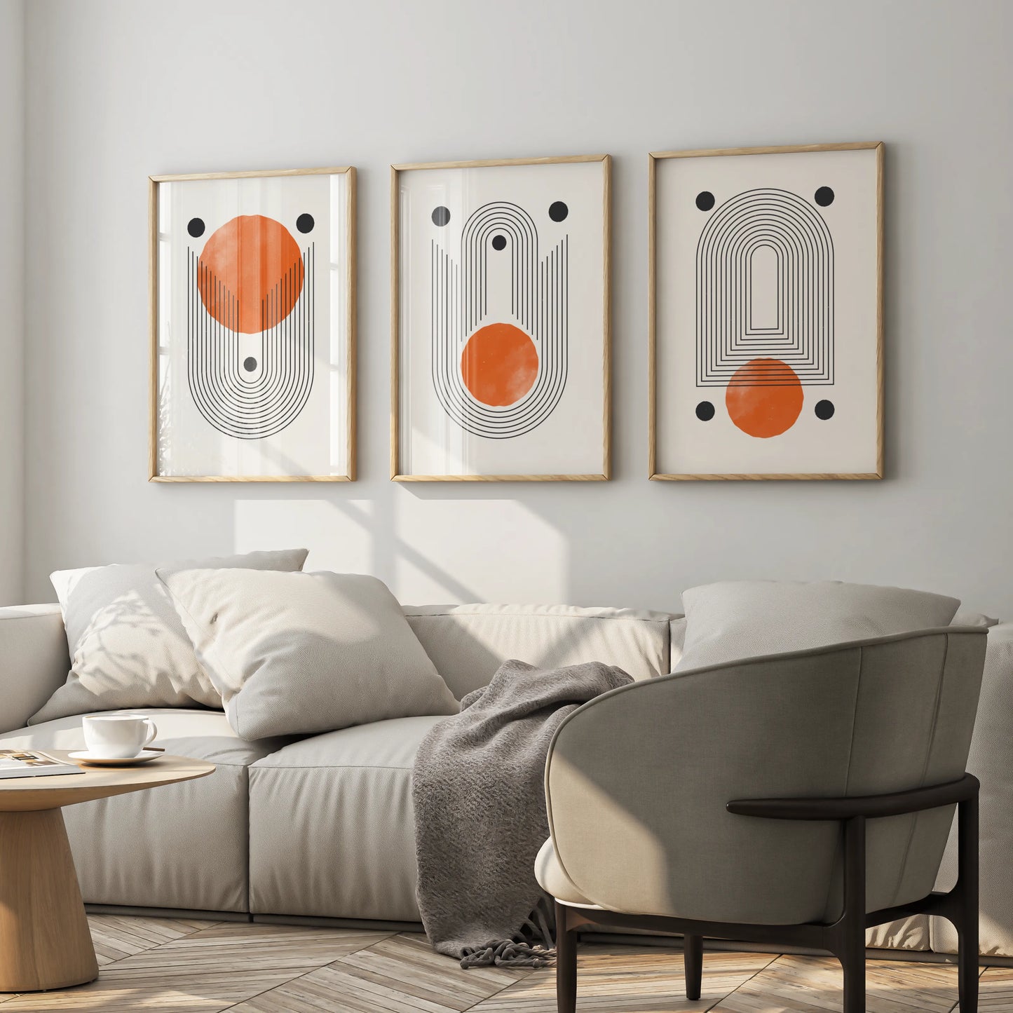 Boho Lines II, Set of 3, Modern Wall Art, Mid Century Modern