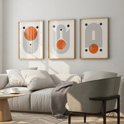 Boho Lines II, Set of 3, Modern Wall Art, Mid Century Modern