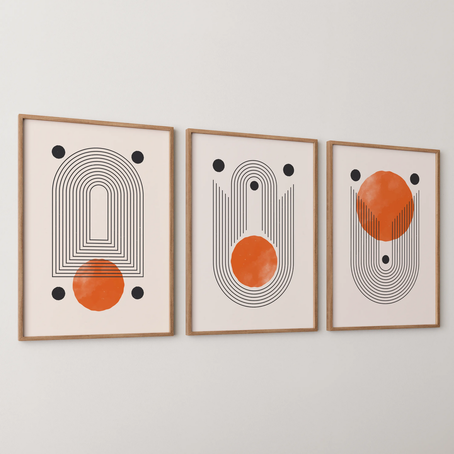 Boho Lines II, Set of 3, Modern Wall Art, Mid Century Modern