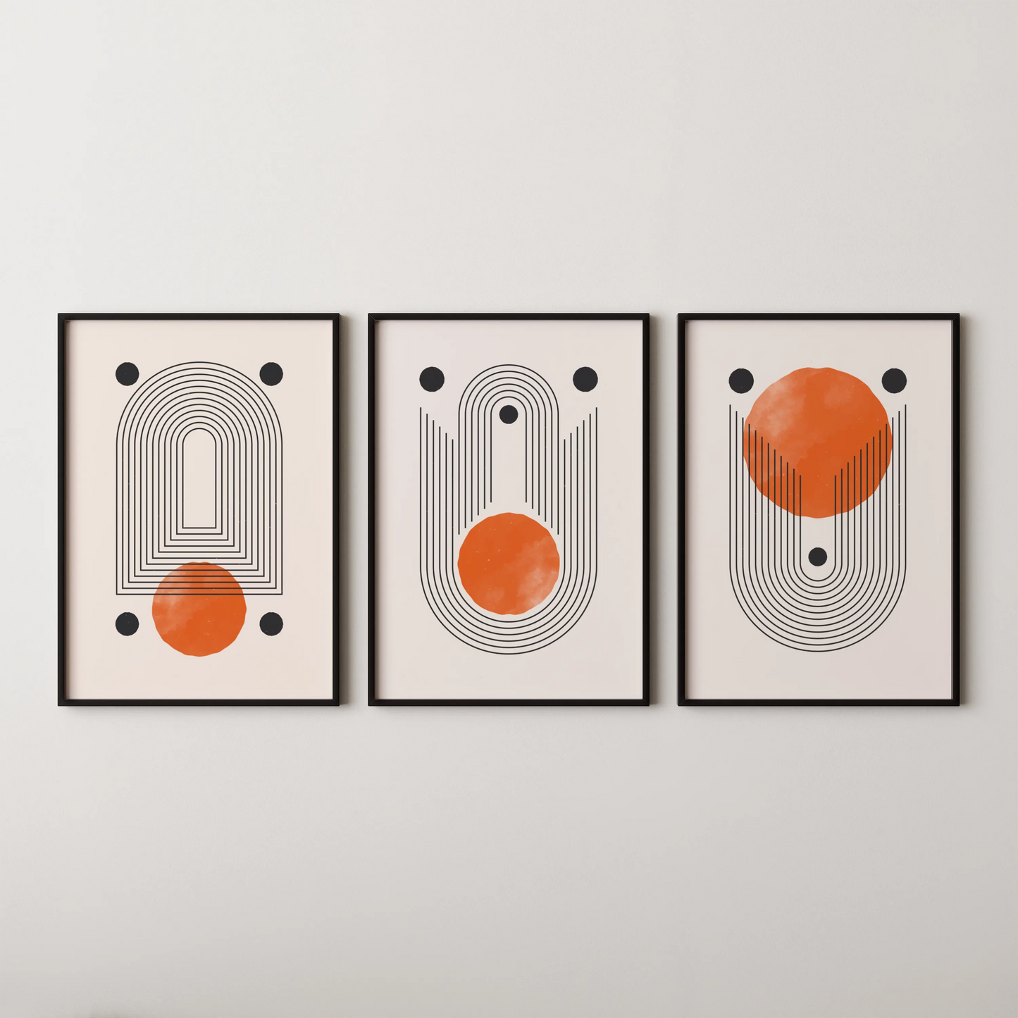Boho Lines II, Set of 3, Modern Wall Art, Mid Century Modern