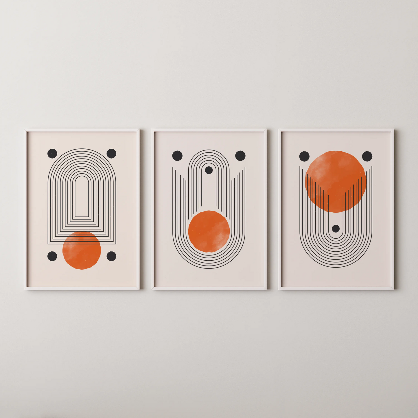Boho Lines II, Set of 3, Modern Wall Art, Mid Century Modern