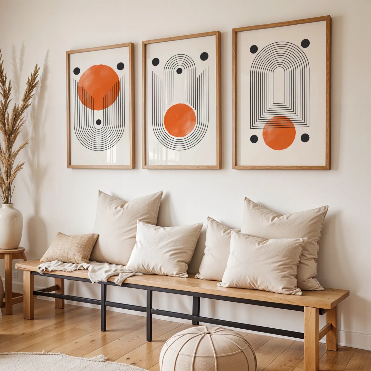 Boho Lines II, Set of 3, Modern Wall Art, Mid Century Modern