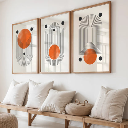 Boho Lines II, Set of 3, Modern Wall Art, Mid Century Modern