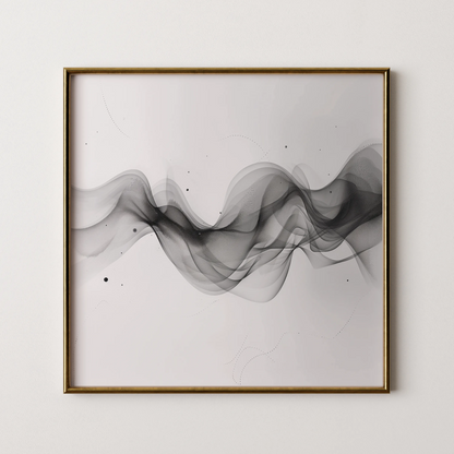 Boho Lines I, Black & White Mid Century Modern, Boho Art Painting
