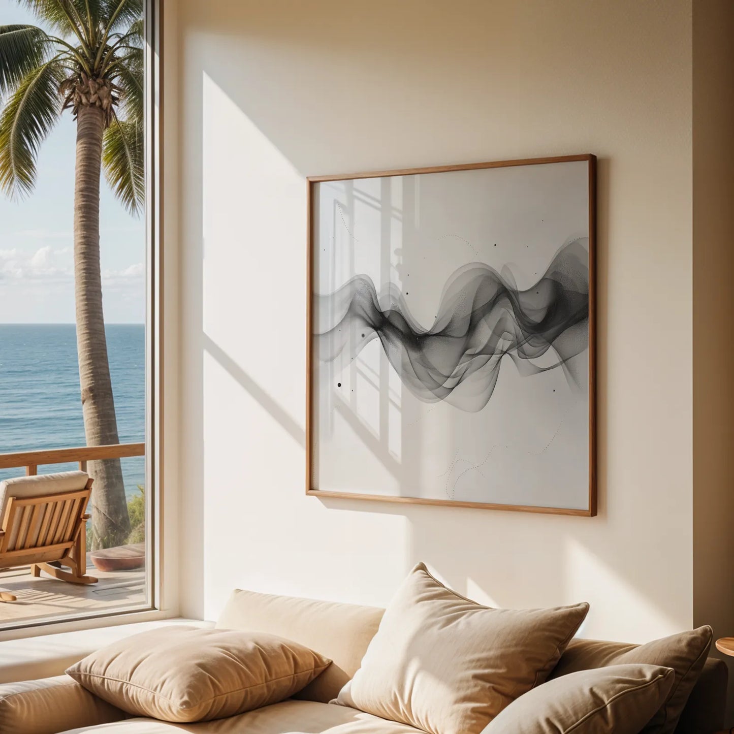 Boho Lines I, Black & White Mid Century Modern, Boho Art Painting