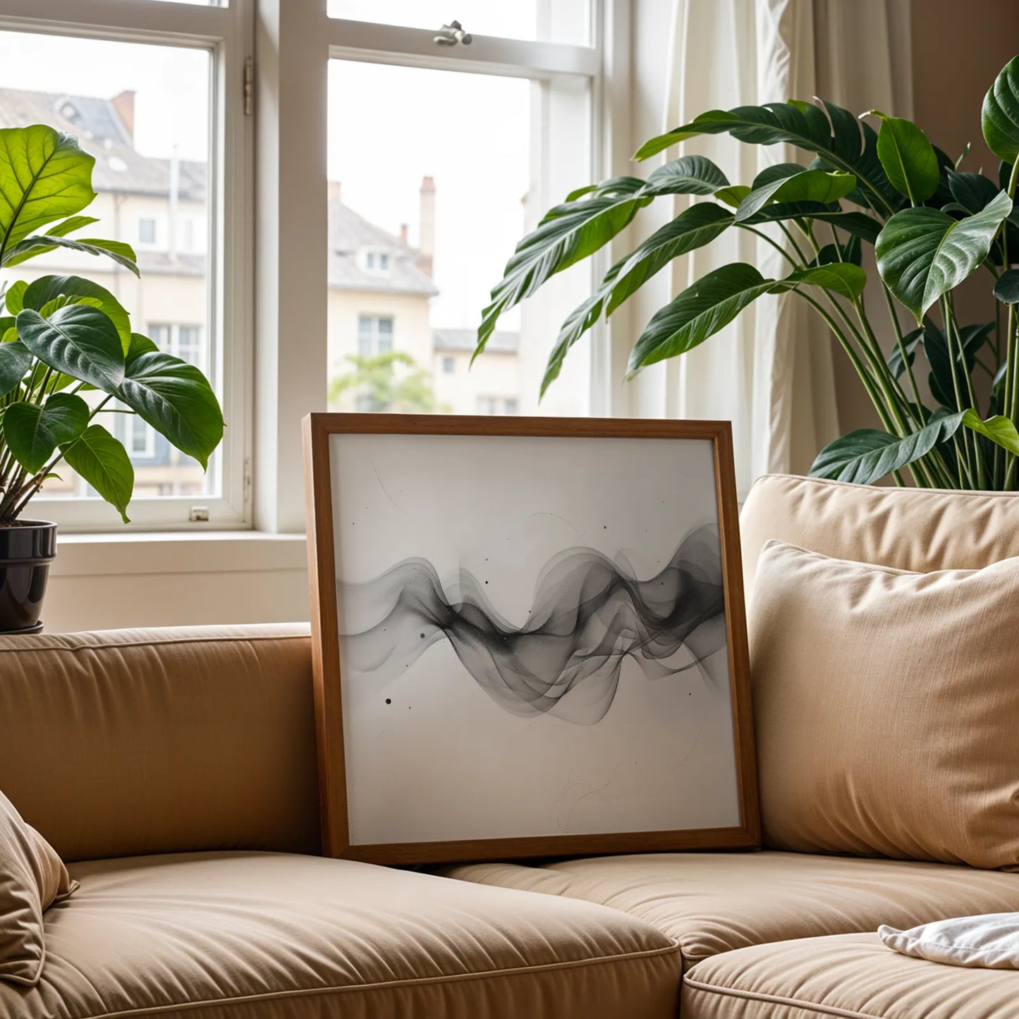 Boho Lines I, Black & White Mid Century Modern, Boho Art Painting