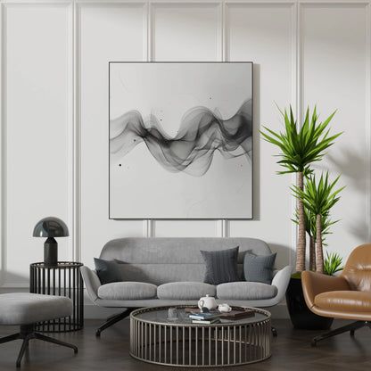 Boho Lines I, Black & White Mid Century Modern, Boho Art Painting