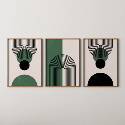 Boho Lines IV, Set of 3, Modern Wall Art, Mid Century Modern