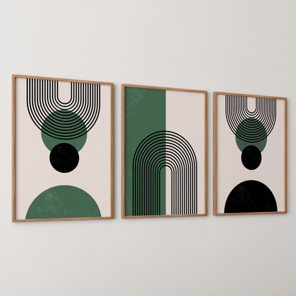 Boho Lines IV, Set of 3, Modern Wall Art, Mid Century Modern