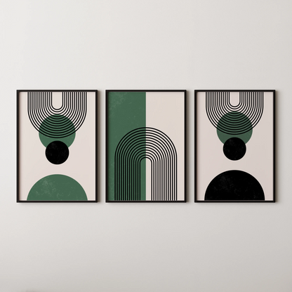 Boho Lines IV, Set of 3, Modern Wall Art, Mid Century Modern
