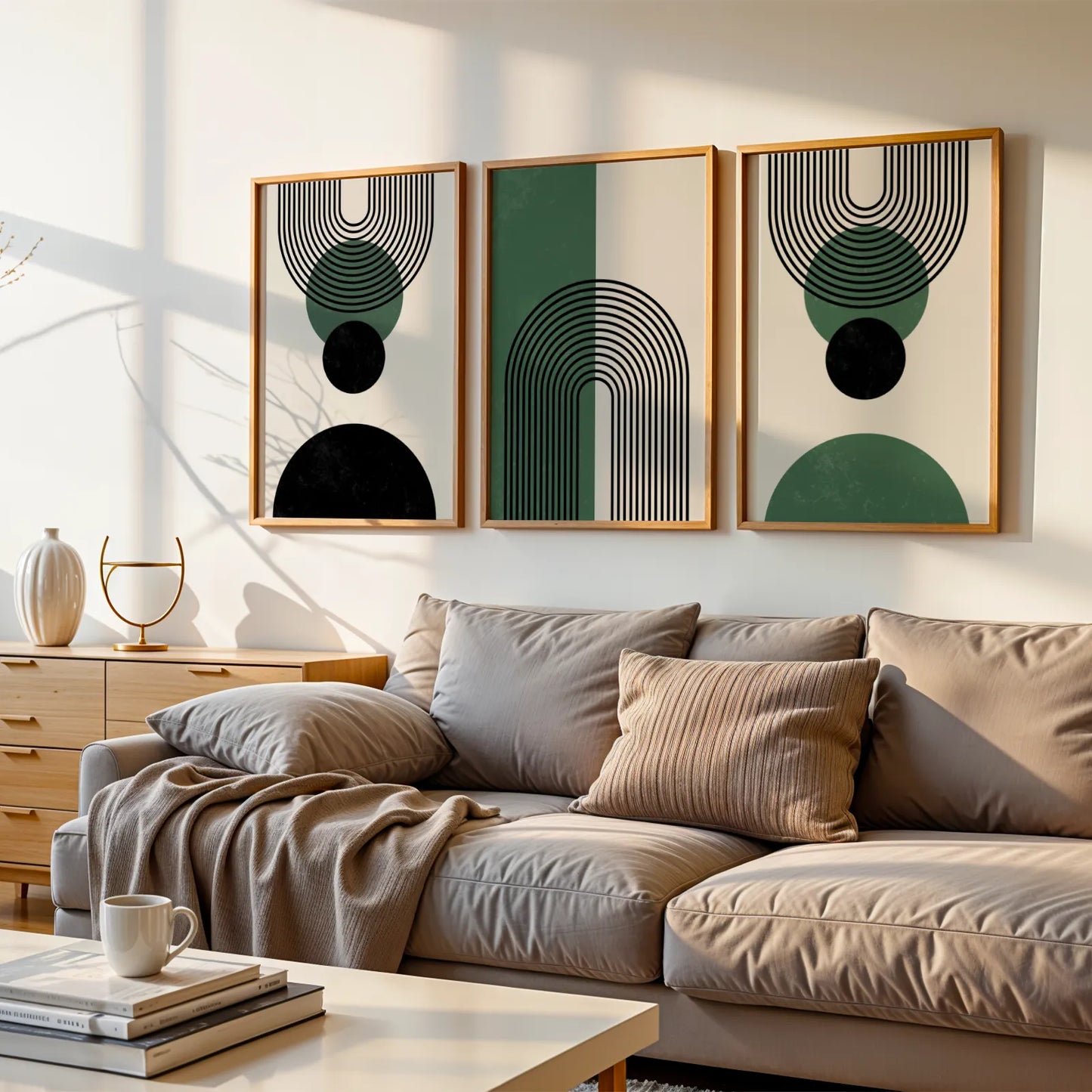 Boho Lines IV, Set of 3, Modern Wall Art, Mid Century Modern