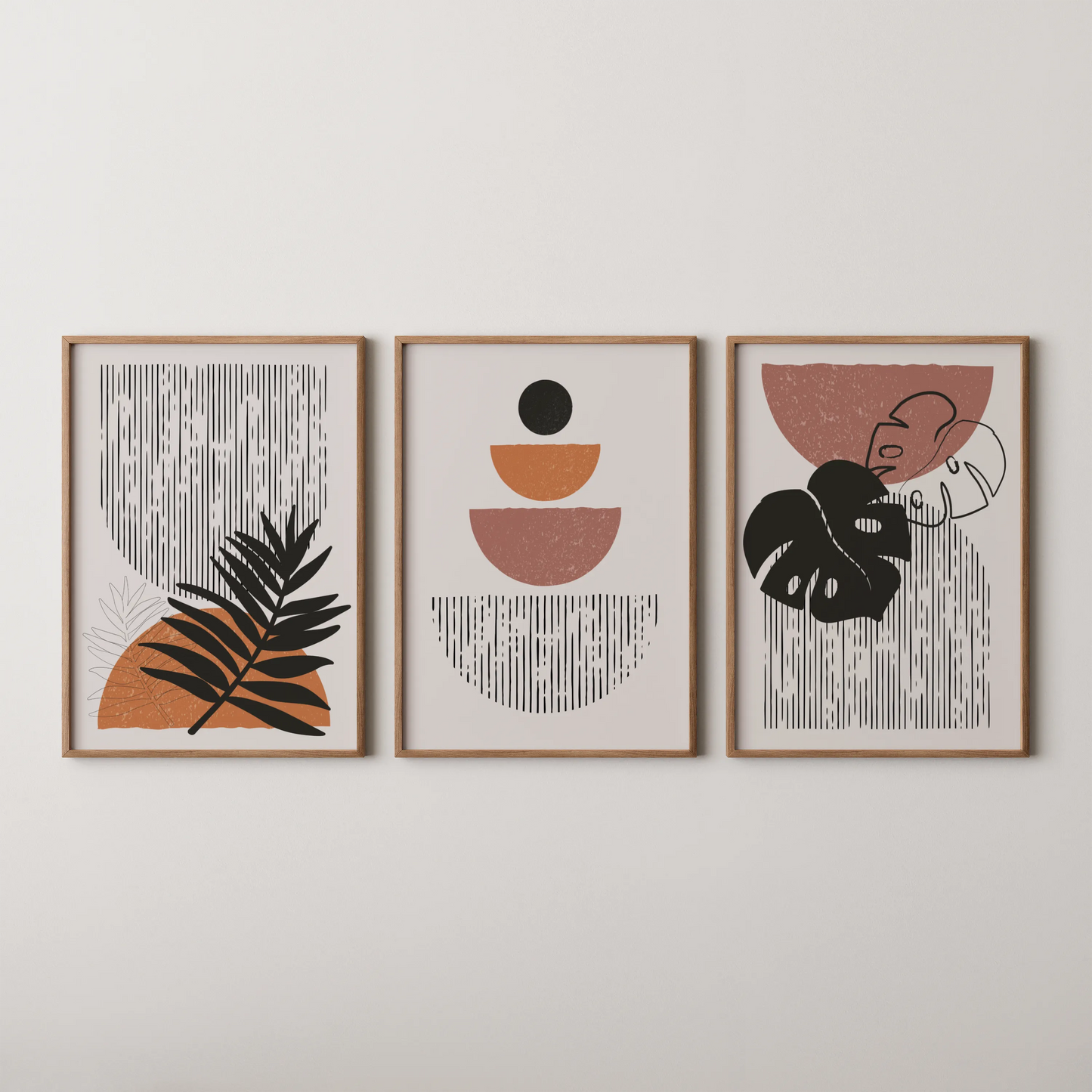 Boho Lines V, Set of 3, Modern Wall Art, Mid Century Vibe