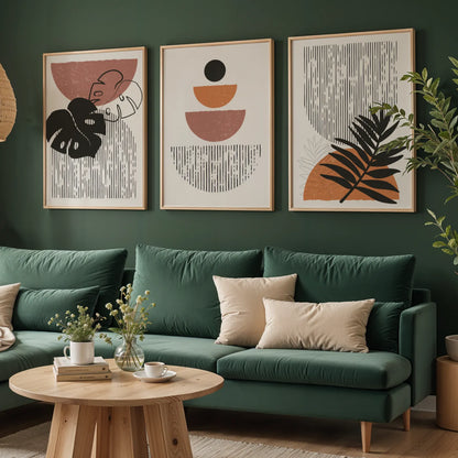 Boho Lines V, Set of 3, Modern Wall Art, Mid Century Vibe