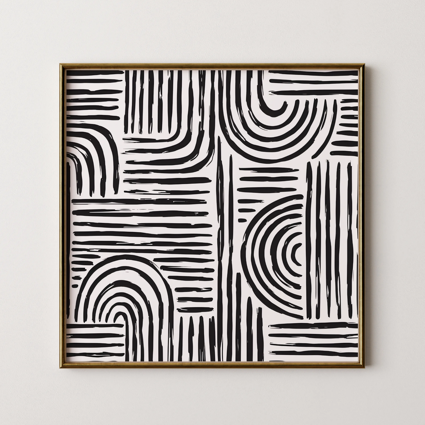 Boho Pattern Lines, Black & White Mid Century Modern, Boho Art Prints